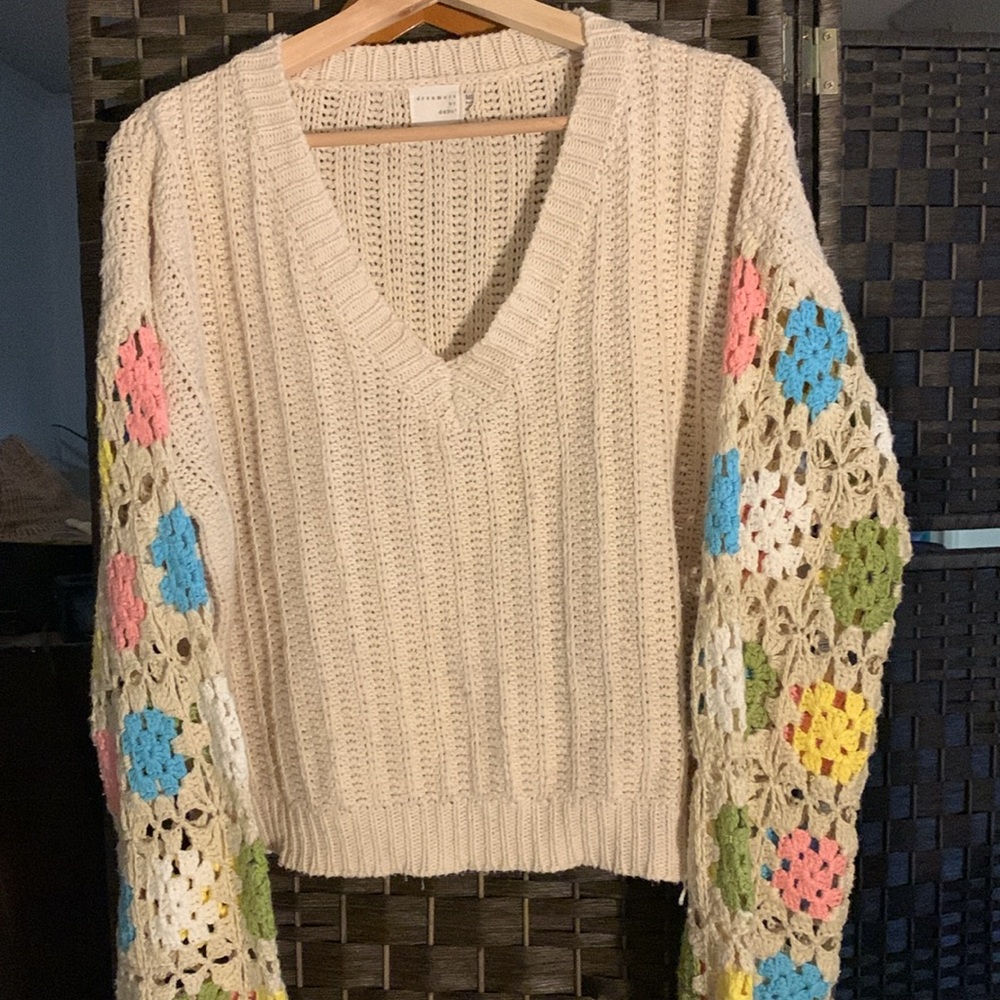 M/L Sweater patchwork arms - Picture 3 of 6